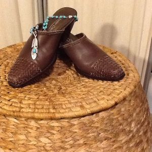 Cold water Creek brown mules.